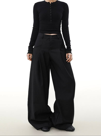 High end pleated wide pants