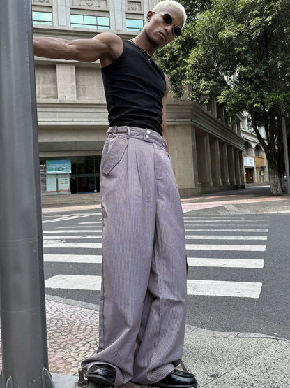 Houndstooth check 3D cut baggy western pants