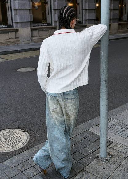 Radiant sparkle skyline wide leg denim pants
