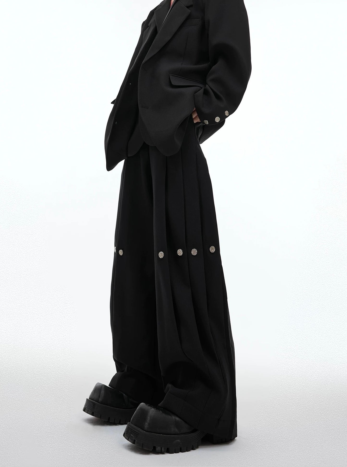Monarch infinite engraved metal ornamented pants