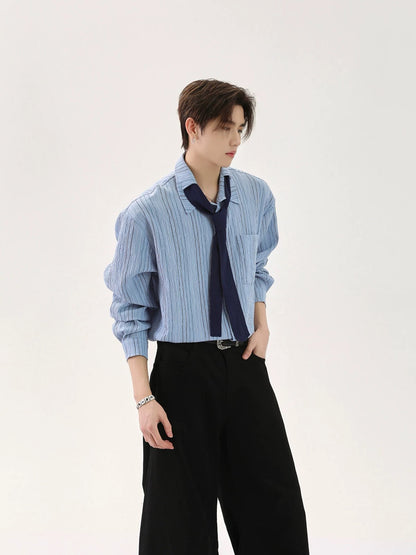 Color coded striped design tie long sleeve shirt