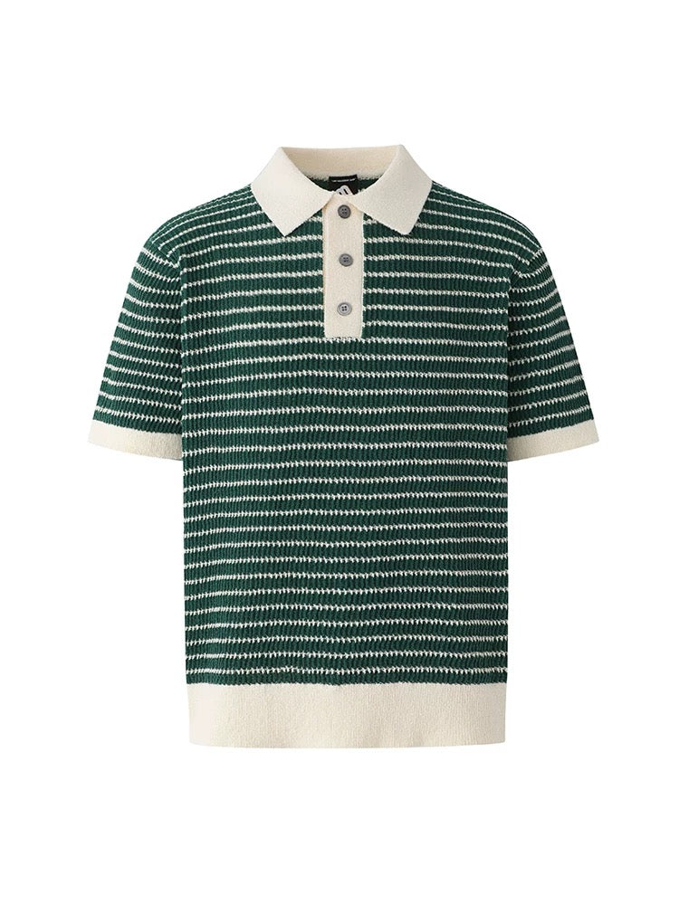 MRCYC color stripe knit short sleeve polo shirt