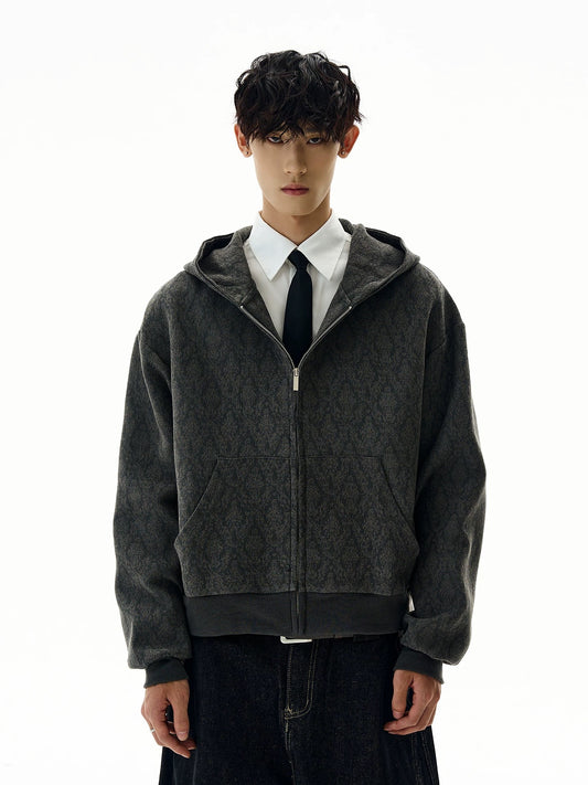 Charcoal patterned sculpted contour hoodie