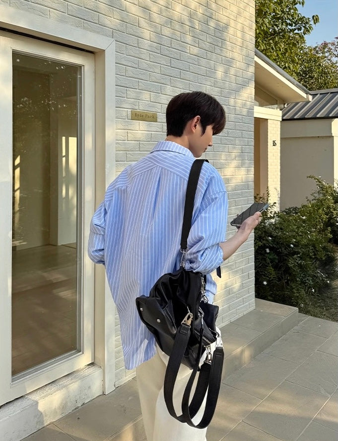 Celestial logo embroidered striped shirt