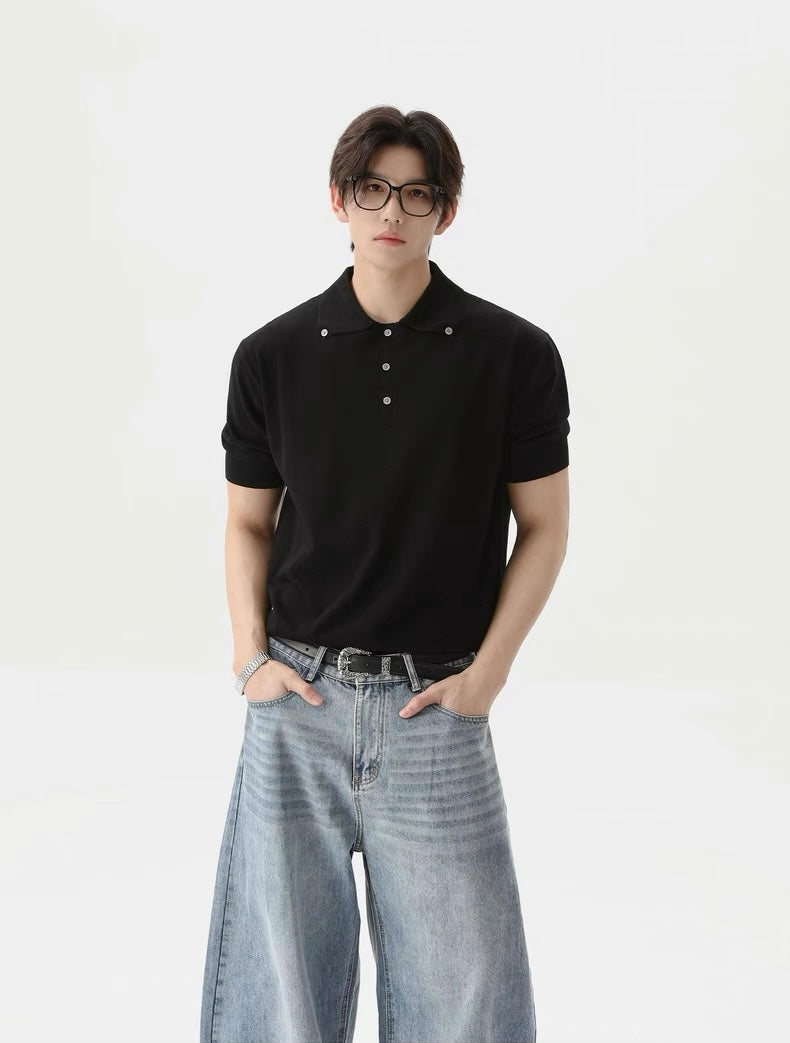 Buttons designed casual polo shirt
