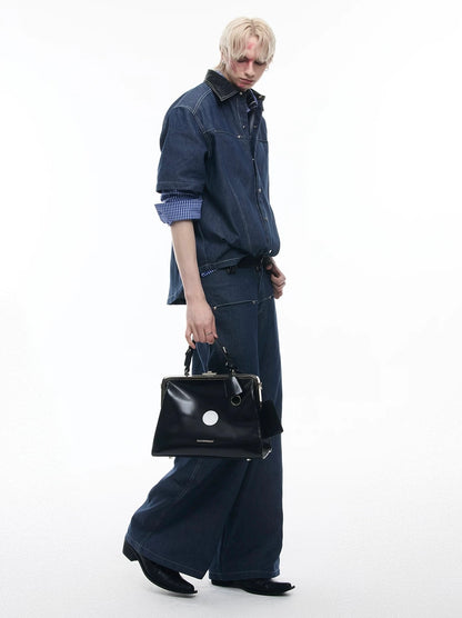 Snake pattern seamless denim setup short sleeve jacket