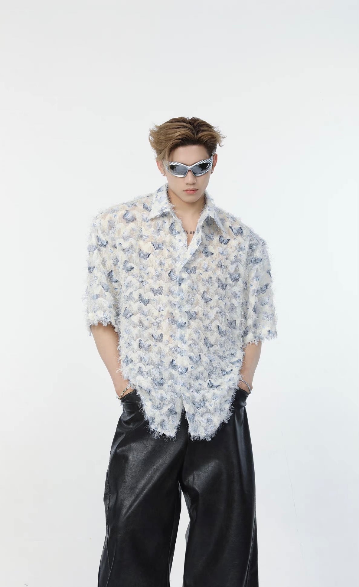 Butterfly fringe short sleeve shirt