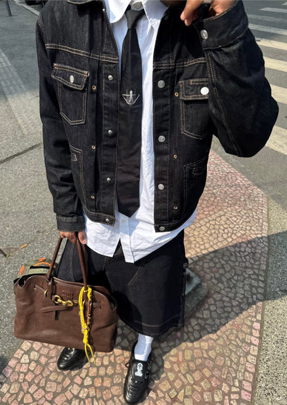 Sewn original cow washed denim jacket