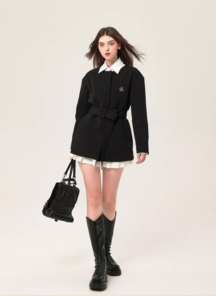 High-end metallic clip cotton black suit jacket