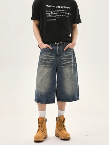 Vintage washed casual denim short pants
