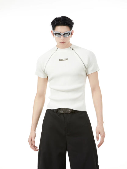 Genderless slim fit knit t-shirt