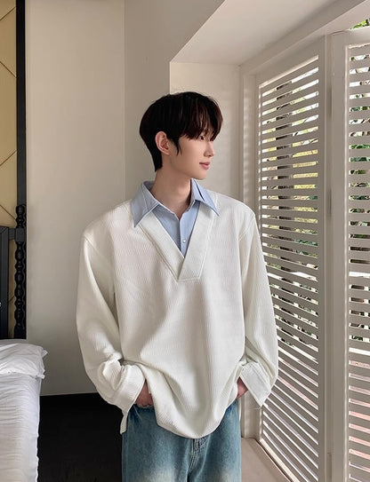 Seoul noir layered collar knit shirt