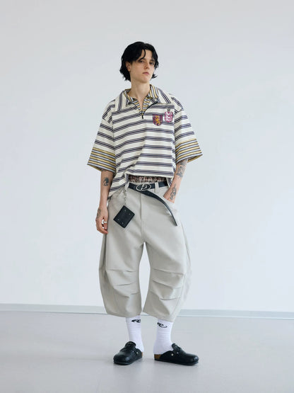 Color stripe cufflink polo collar t-shirt