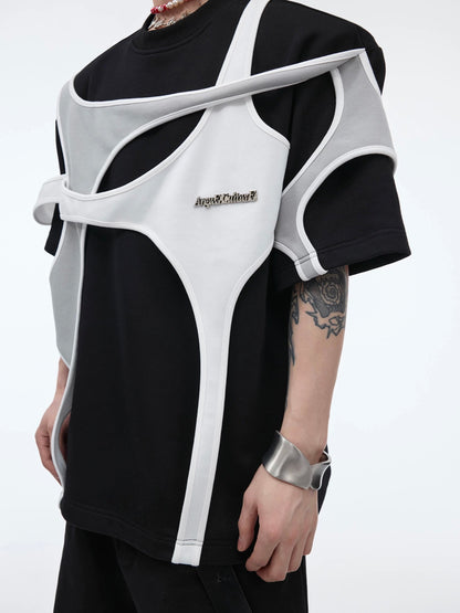 Double layer futuristic coated t-shirt