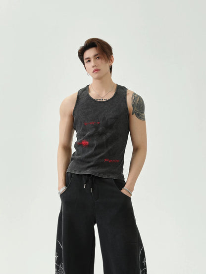 Letter graffiti fitted tank top