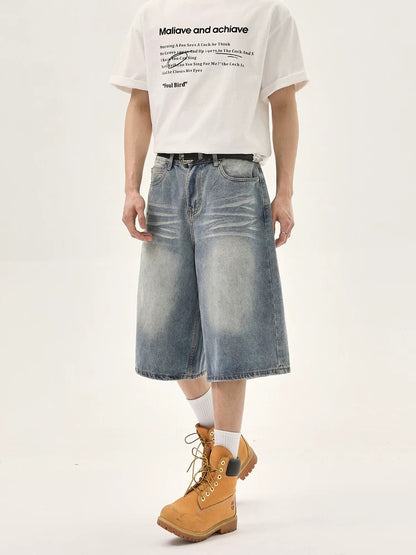 Vintage washed casual denim short pants