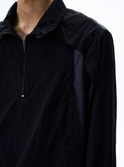 Technical shell layered geometric lines jacket