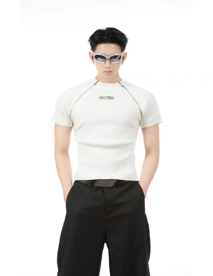 Genderless slim fit knit t-shirt