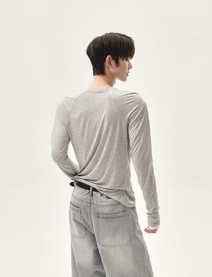 Korean style lazy multi breasted v-neck long sleeve shirt