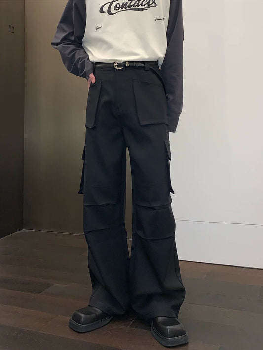 Badass korean street loose pockets adorned pants
