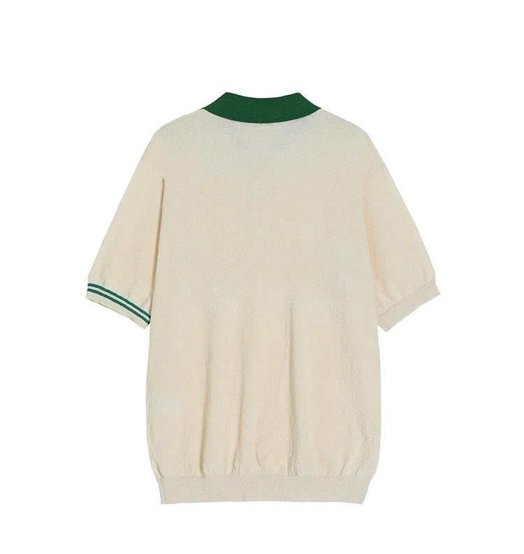 Flawless retro summer knit polo shirt