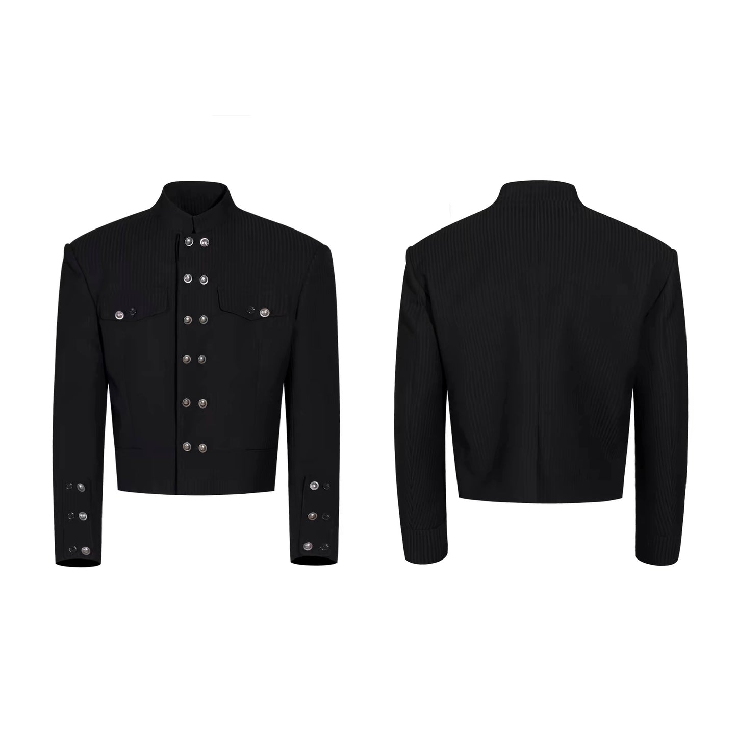 Obsidian archive military cut buttoned cropped jacket