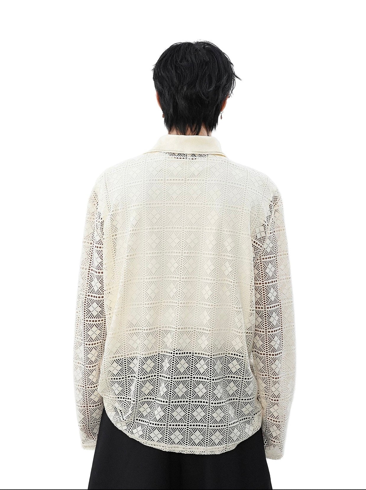 Casual knitted perforated long sleeve t-shirt