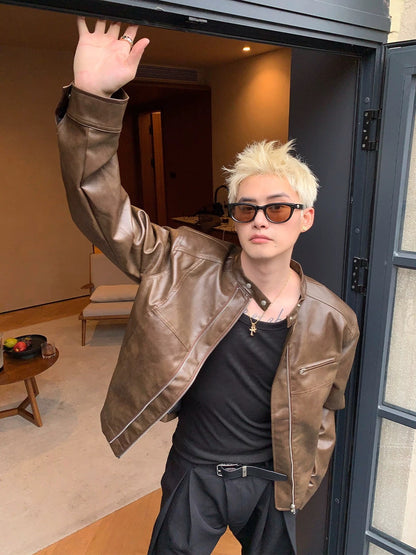 Edge classic rebel streetwear leather jacket