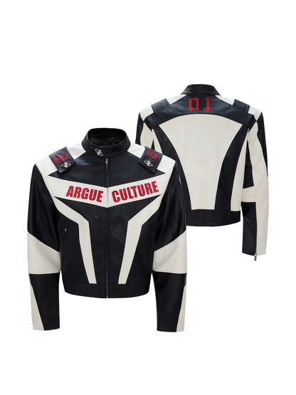 Argue culture classic moto racing leather jacket