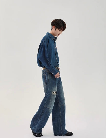 Grace worn out straight leg denim pants