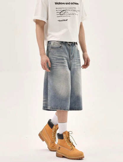 Vintage washed casual denim short pants