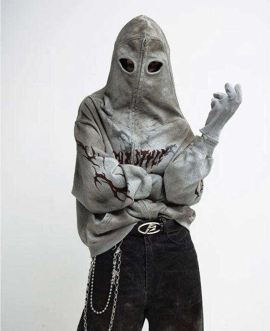 Dirty mask removable gloves hoodie